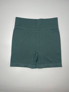 Seamless Ribbed Shorts - Dark forest green