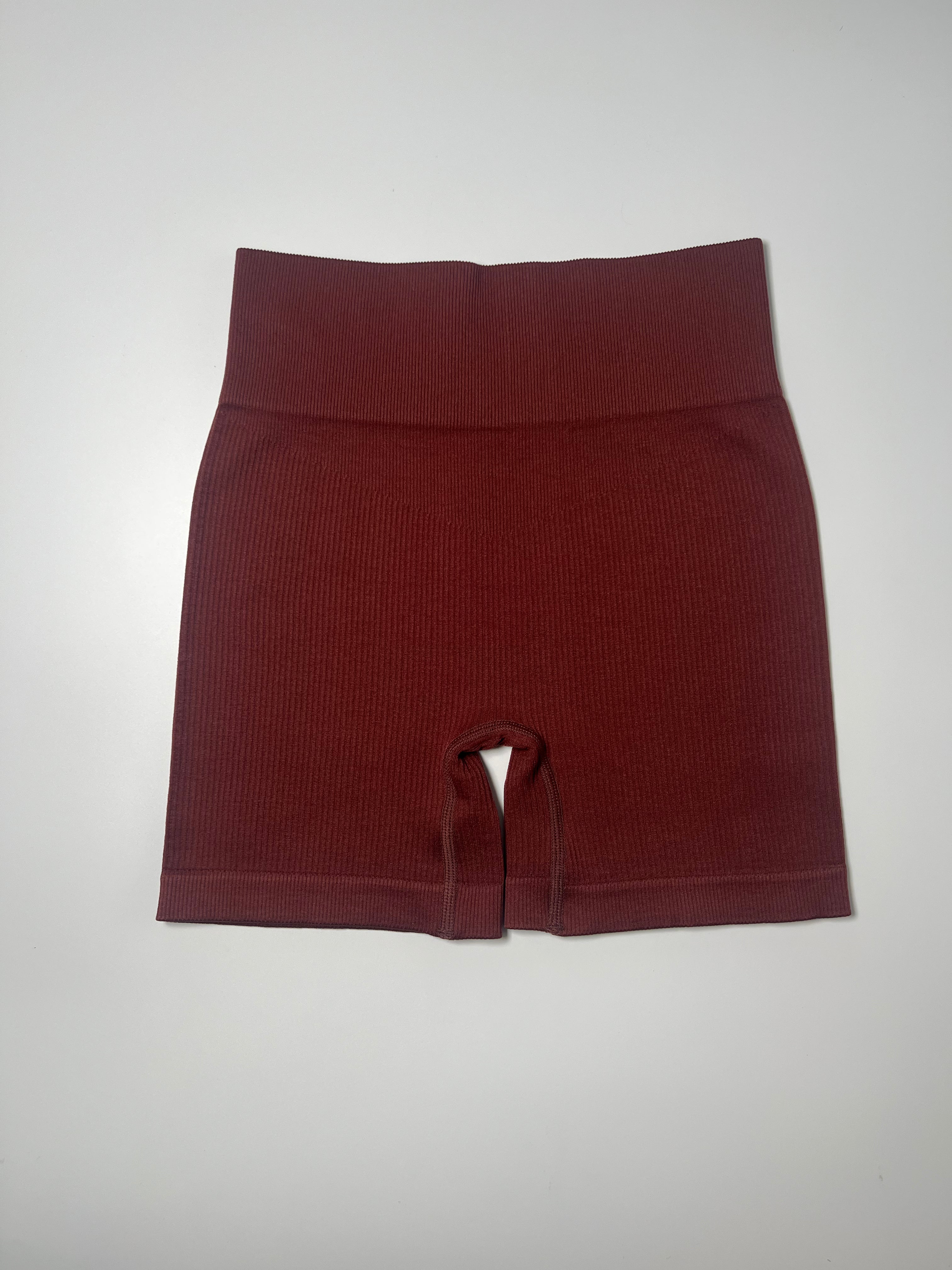 Seamless Ribbed Shorts - Brown