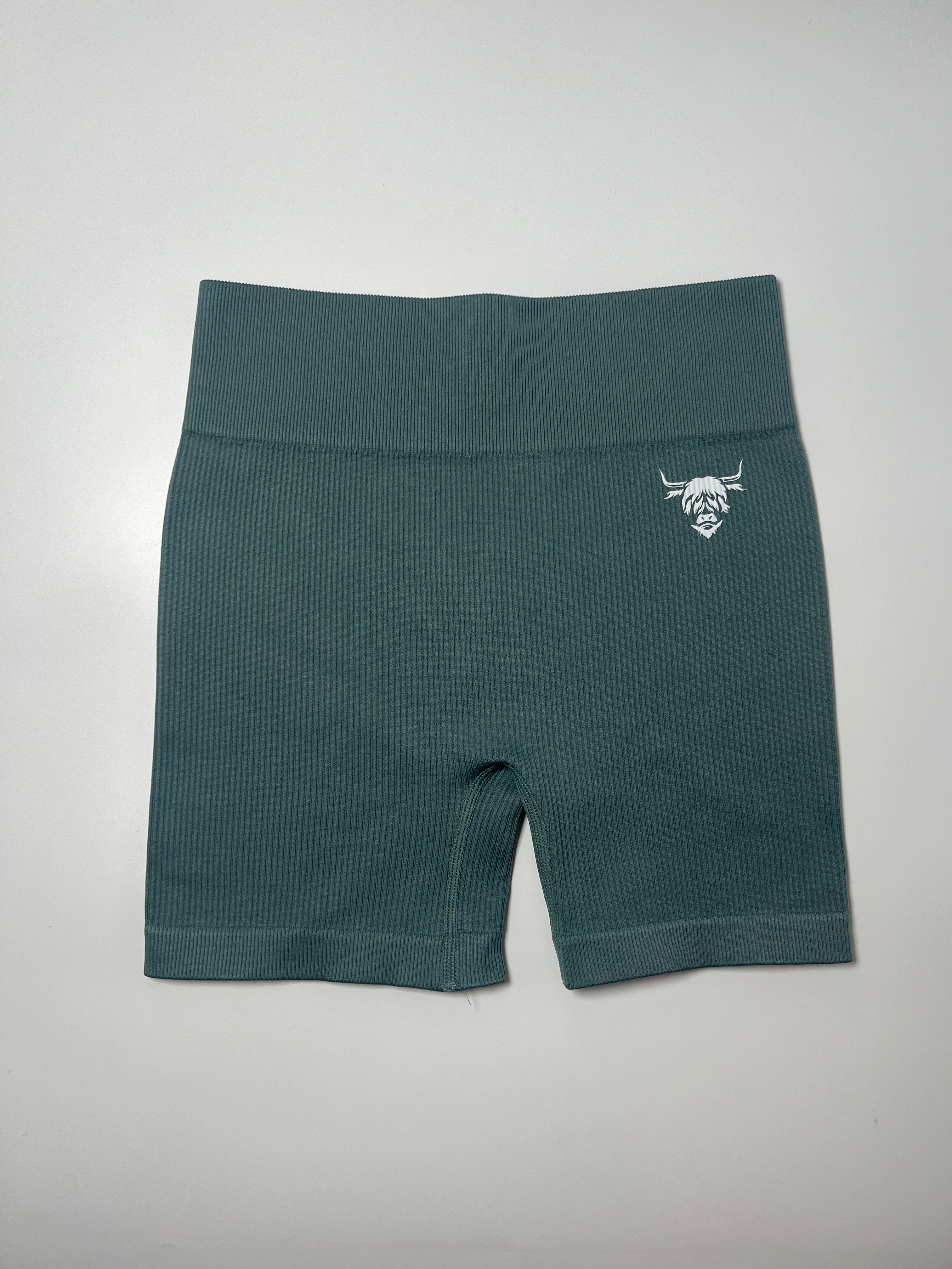 Seamless Ribbed Shorts - Dark forest green